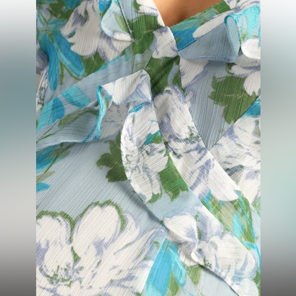 NEW! Lulu’s Sensational Spring Light Blue Floral Print Ruffled Maxi Dress 🌷 - Picture 5 of 13